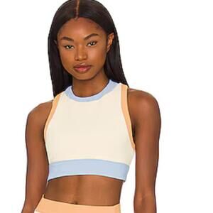 Beach Riot Colorblock Sports Bra - Cream, Blue, and Tan